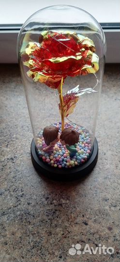 Мишки с Фигурками в колбе с вечной Розой