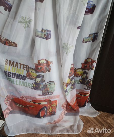 Тюль в детскую машинки