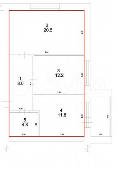 2-к. квартира, 56,8 м², 1/5 эт.