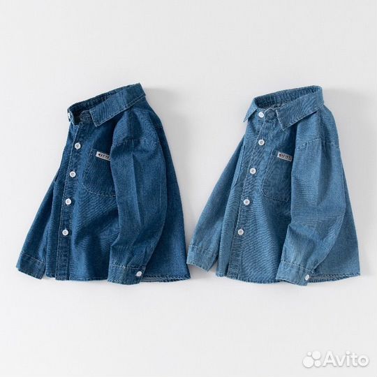 Джинсовая рубашка для мальчика + подарок носочки