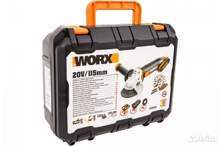 Аккумуляторная угловая шлифмашина Worx кейс WX800