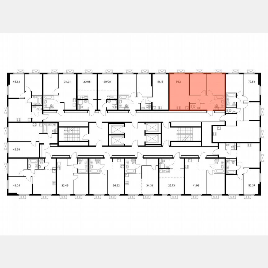2-к. квартира, 56,3 м², 13/33 эт.