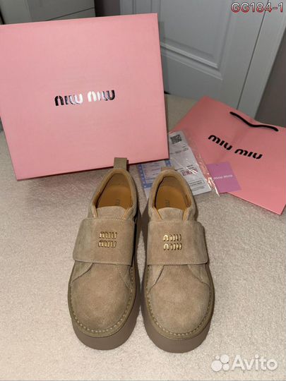 Замшевые лоферы MIU MIU