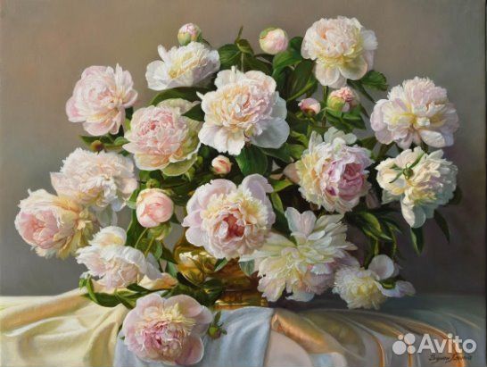 Картина маслом на холсте пионы