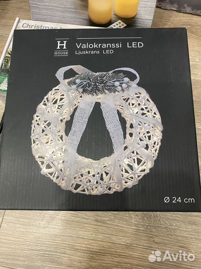 Новогодний декор, елочные игрушки, гирлянда, венок