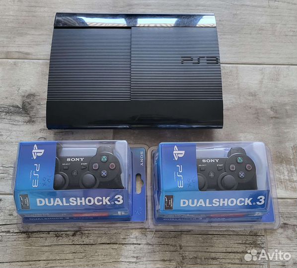 PS3 SuperSlim 500gb 2 джоя 60 игр