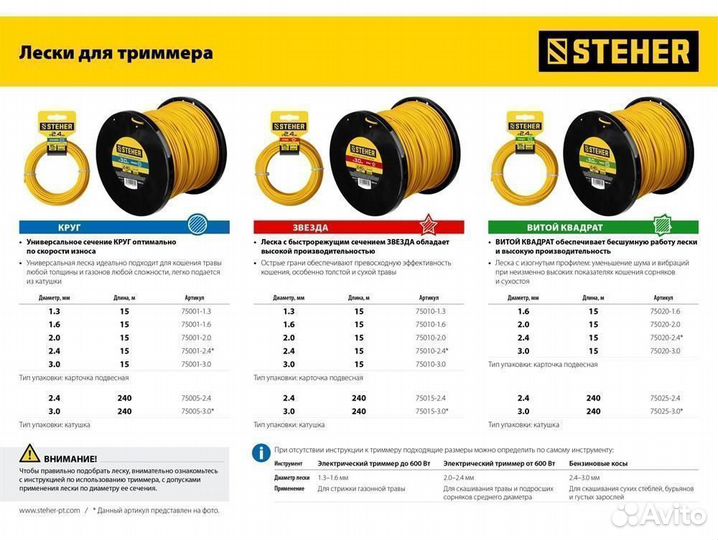 Леска для триммера круг 3.0 мм 15 м steher