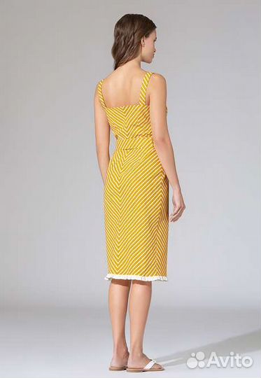 Платье с поясом в полоску