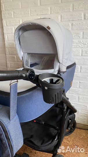 Коляска adamex reggio 2 в 1 синяя джинс утепленная