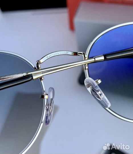 Очки ray ban round metal голубой
