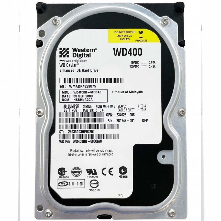 [WD400BB-60DGA0] Жесткий Диск Wd 40gb Ide 3,5" Hdd Wd400bb-60dga0