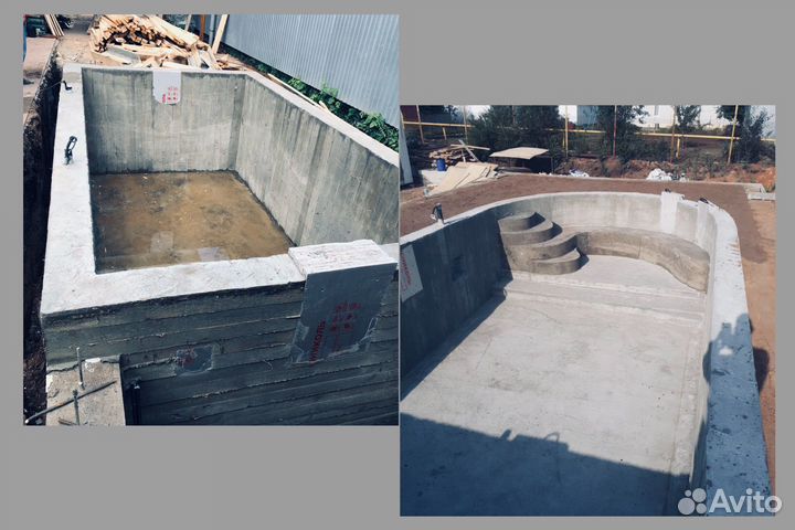 Бетонные работы. Заливка бассейнов