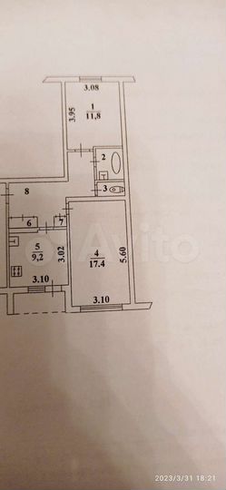 2-к. квартира, 54,4 м², 3/5 эт.