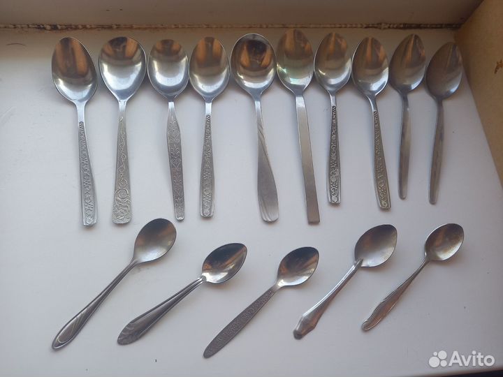 Ложки, вилки СССР, нержавейка, мельхиор, литые