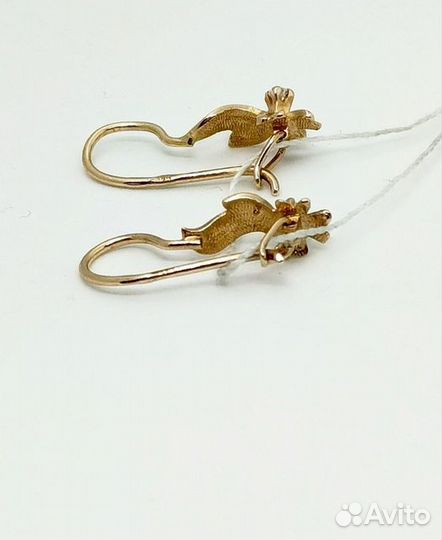 Золотые серьги с фианитом