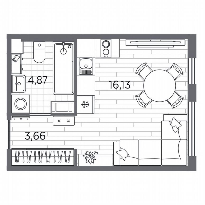 Квартира-студия, 24,7 м², 4/5 эт.