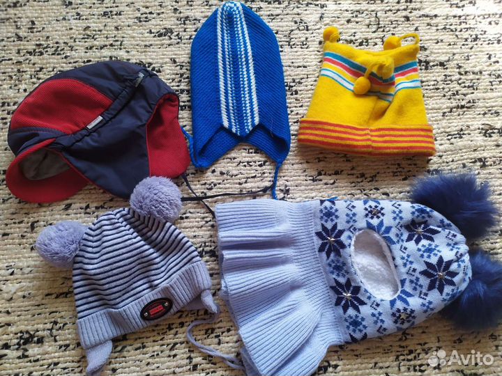 Шапки 13 штук, лето/зима варежки перчатки