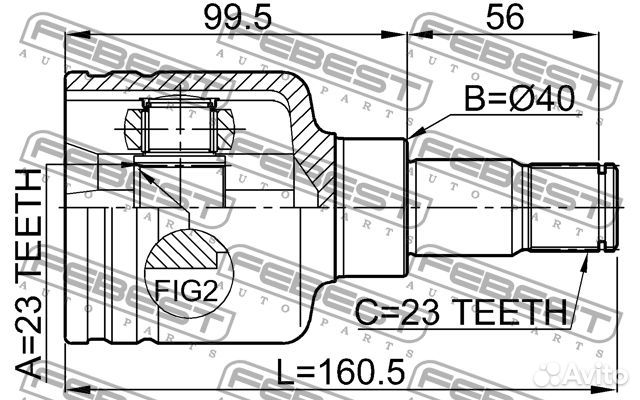 ШРУС внутренний левый Febest 2111-CB316LH