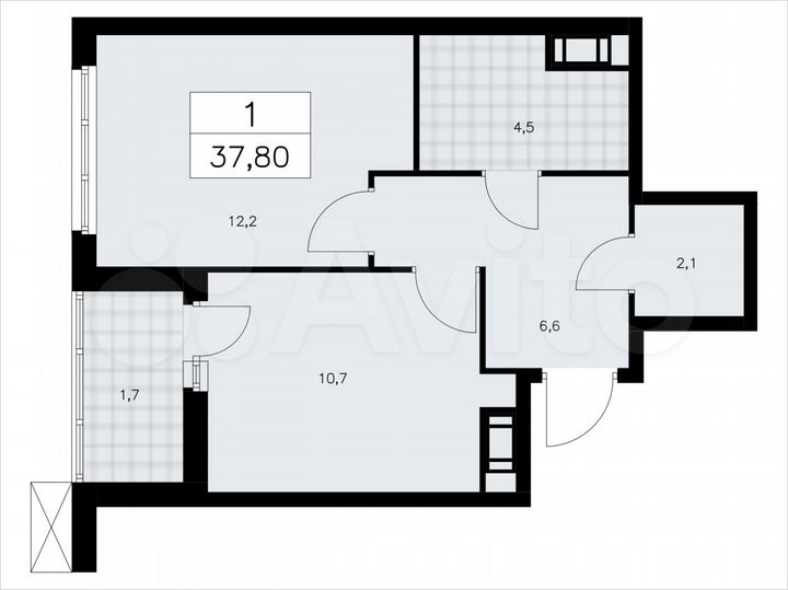 1-к. квартира, 37,8 м², 9/9 эт.