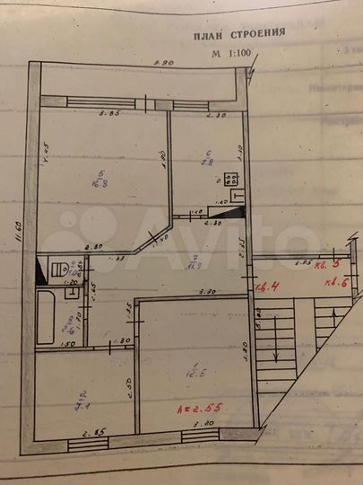 3-к. квартира, 58,6 м², 2/4 эт.