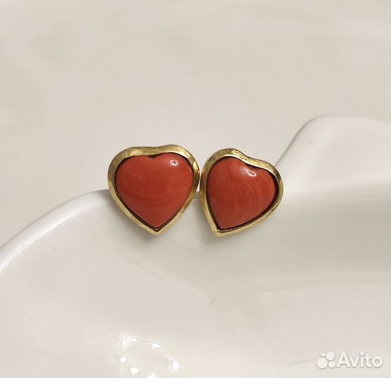 Винтажные серьги коралл Momo серебро