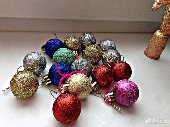 Шарики елочные, маленькие, 15 шт