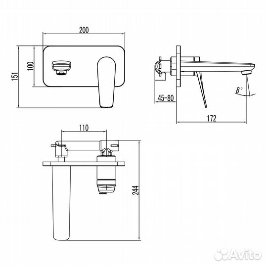 Смеситель для раковины Lemark Bronx LM3726GM