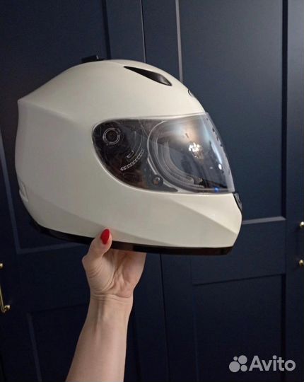 Шлем белый мотошлем Л L бу