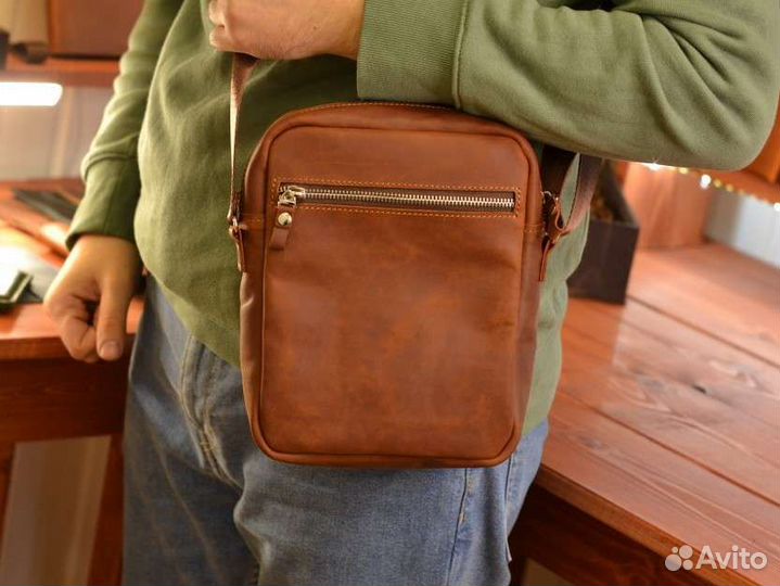 Мужская кожаная сумка через плечо
