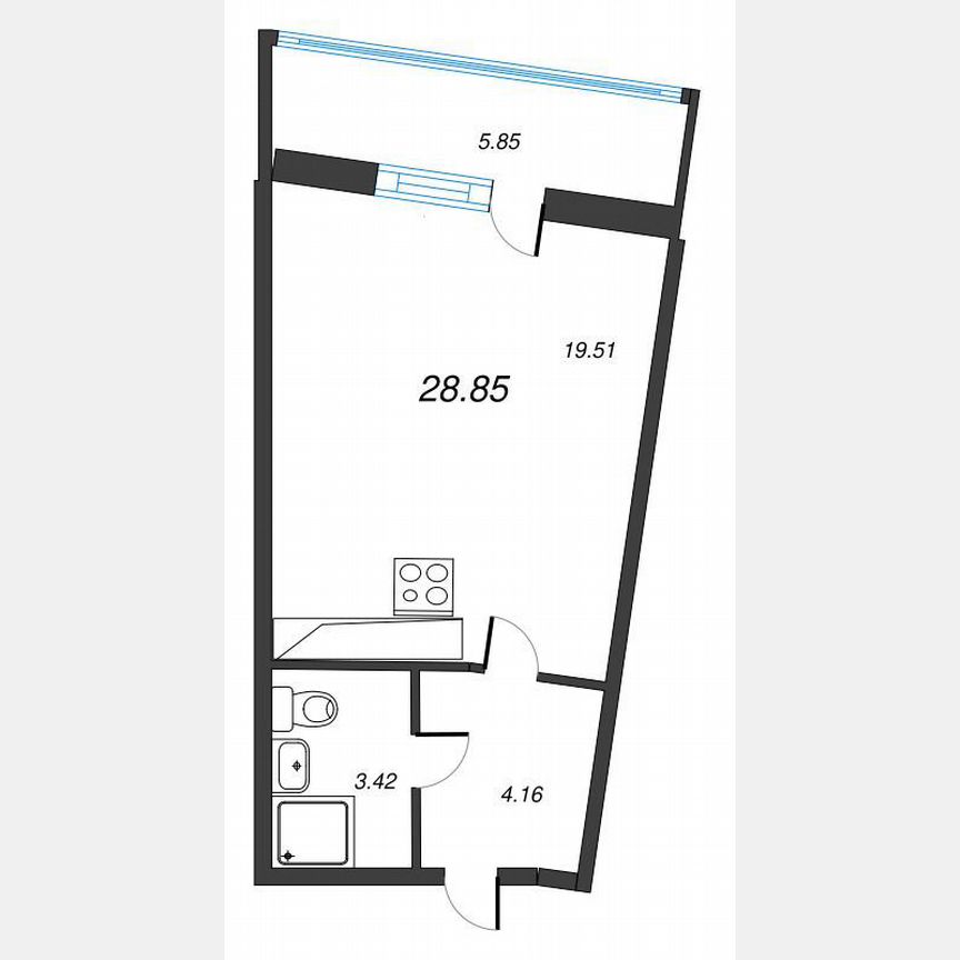 Квартира-студия, 32,9 м², 20/22 эт.