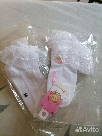 Носки детские праздничные с кружевом