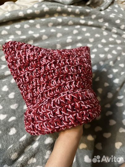 Шапка вязаная Cat ручная работа