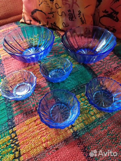 Салатница цветное стекло СССР