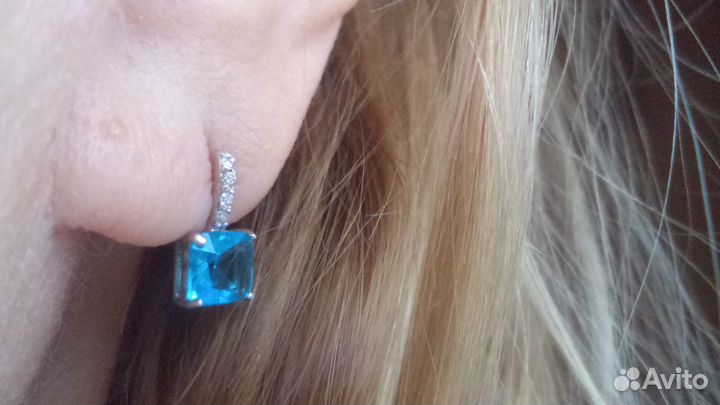 Серьги-пуссеты серебро 925 с камнями