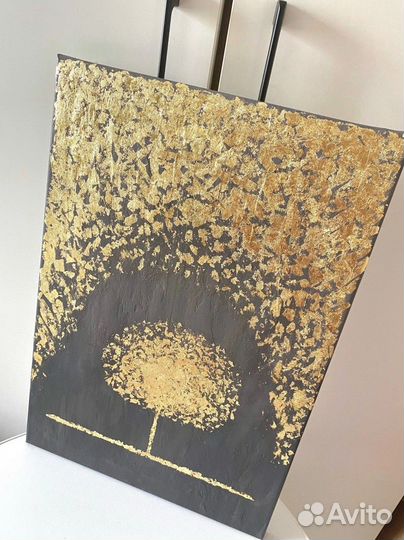 Картина интерьерная с золотой поталью