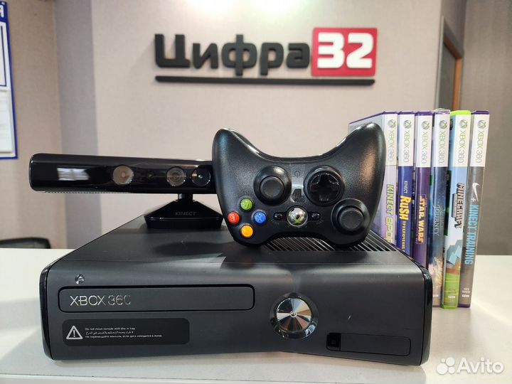 Xbox 360, 250Гб, 1 геймпад, Kinect, 6 дисков