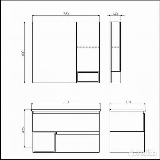 Зеркало со шкафом Comforty Турин 75