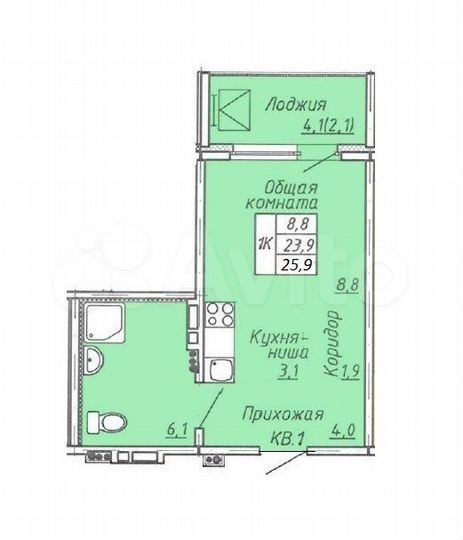 Квартира-студия, 25,9 м², 7/10 эт.