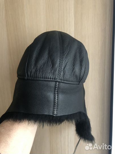 Шапка- ушанка из натуральной кожи и меха