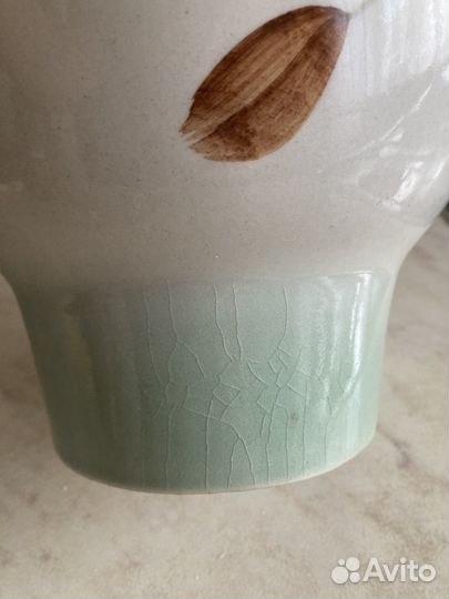 Керамическая ваза СССР большая с рисунком