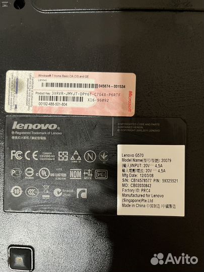 Ноутбук lenovo g570