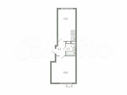 2-к. квартира, 45,6 м², 3/9 эт.