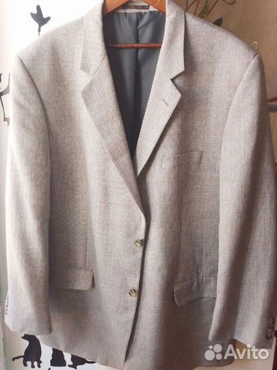 Пиджак твидовый\шерсть\лен\ большой размер