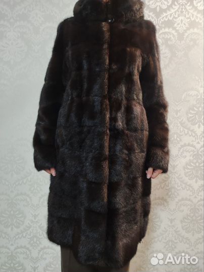Шуба норковая с капюшоном