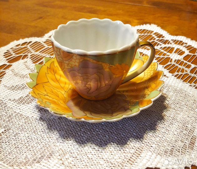 Новая фарфоровая кофейная чашка (80 мл) с блюдцем