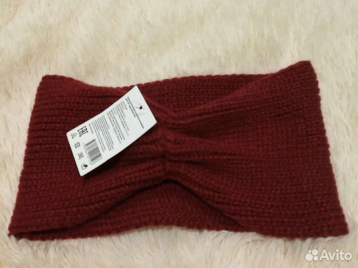 Новая вязаная бордовая повязка на голову