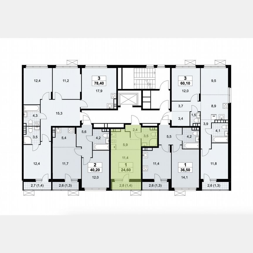 Квартира-студия, 24,6 м², 9/9 эт.