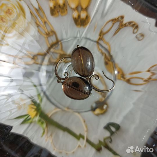 Серьги с раухтопазом