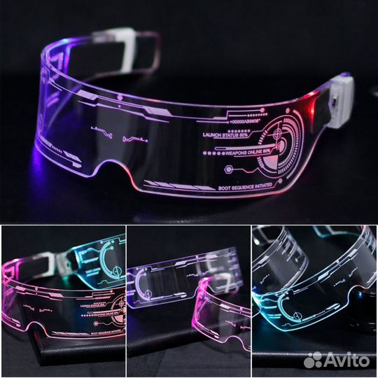 Светящиеся LED прозрачные неоновые очки