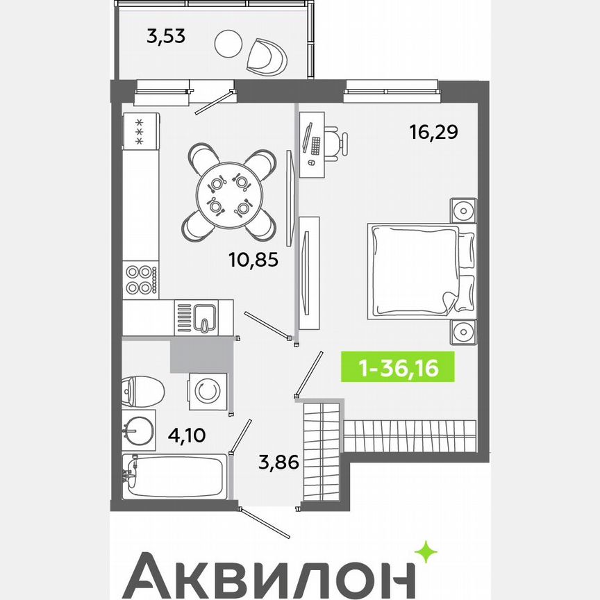 1-к. квартира, 36,2 м², 11/12 эт.